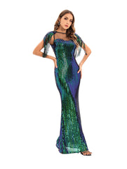 Vestido verde retro para fiesta de noche