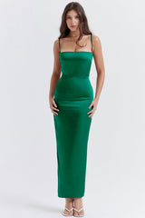 Vestido tubo ajustado con tirantes de color liso sin espalda para