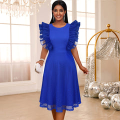 Vestido de fiesta de cóctel de malla personalizado, elegante vestido de cena de cintura alta