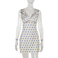 Internet Celebrity Casual Print V neck Holiday