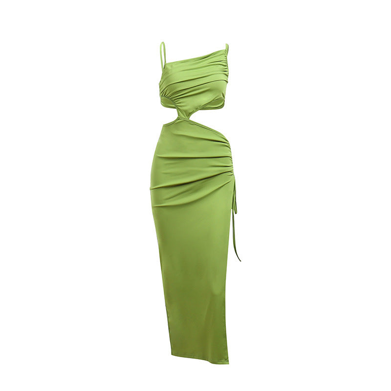 Crossbody Hollow Out Cutout out Irregular Asymmetric Dress Summer