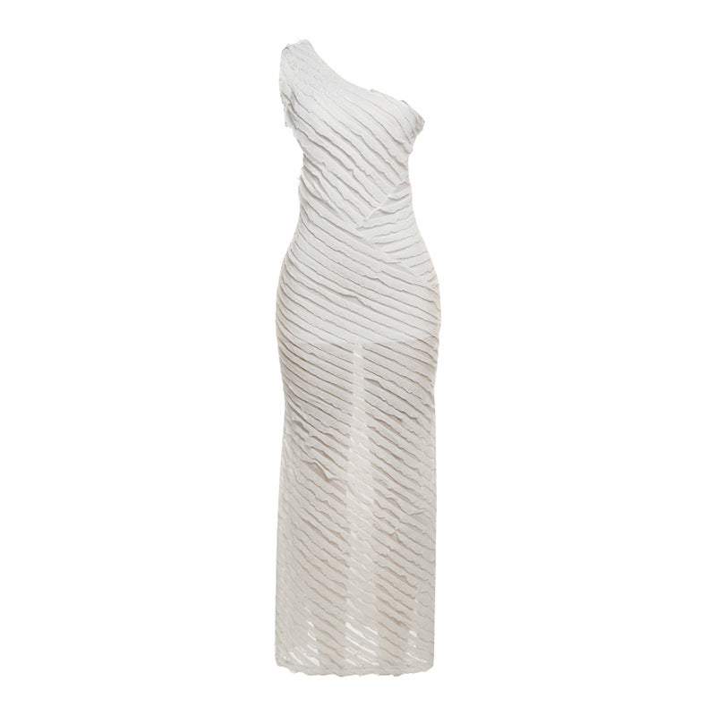 GracefulSloping Shoulder Backless Side Hollow Out Cutout Slim Fit Dress