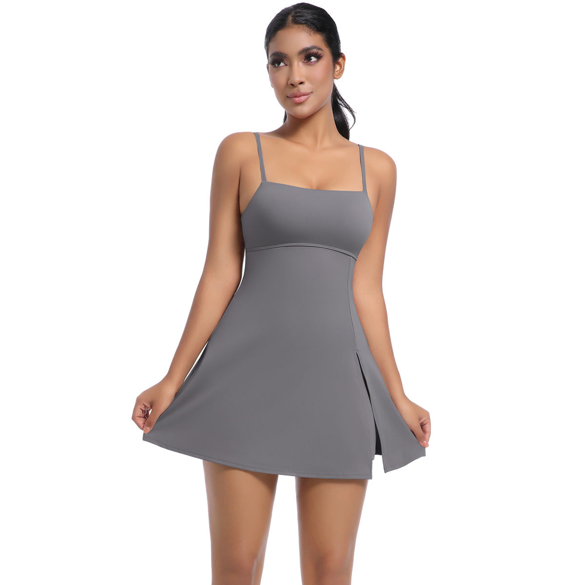 Cool Feeling Sleeveless Jumpsuit Tennis Skirt Beauty Back Backing Culottes Fitness Solid Color Sports