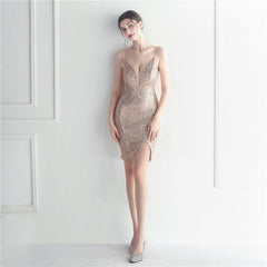 Vestido corto ajustado con tirantes finos, estilo dama de honor, para celebraciones, con diseño de coche