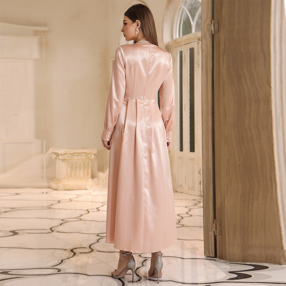 East Muslim High Waist Dress With Headscarf