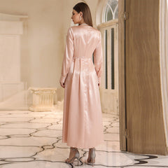 East Muslim High Waist Dress With Headscarf