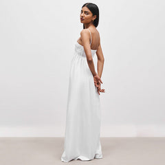 Solid Color Bare Back Sleeveless Sling Dress