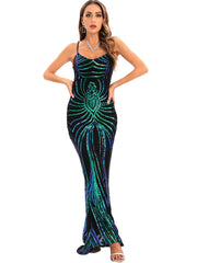 Vestido de noche con tirantes, vestido retro, vestido largo