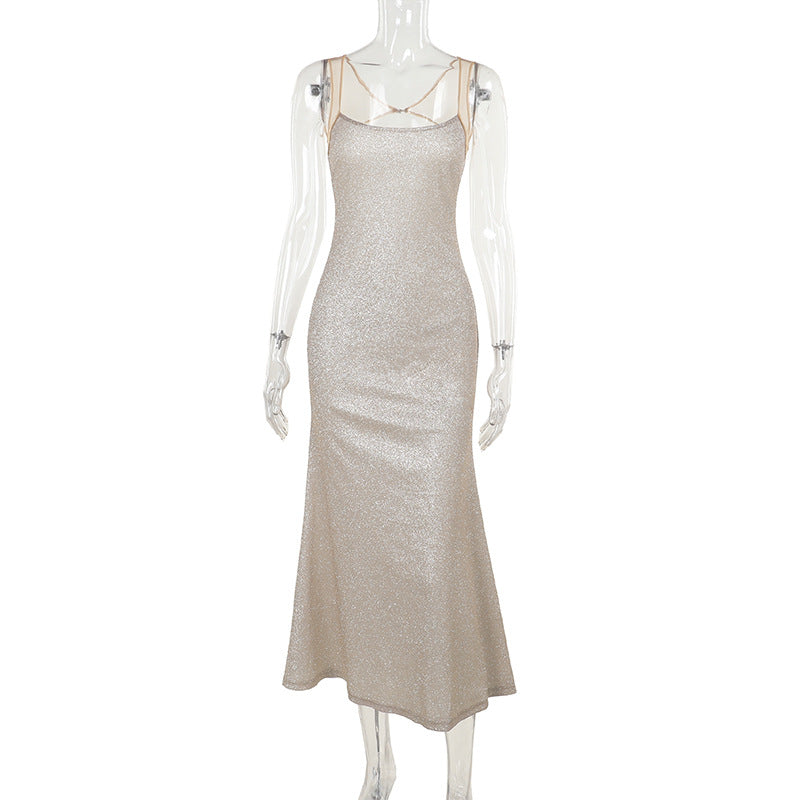 Design Shiny Camisole Socialite Slim Hip Dress