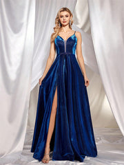 V neck Strap Elegant Prom Evening Dress Party