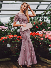 Vestido de noche de talla grande, versión con lentejuelas, malla, cola de pez, corte ajustado