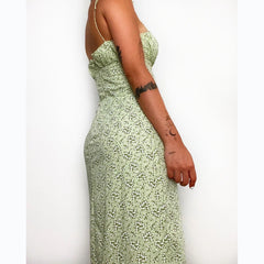 Floral Fresh Sweet Waist Trimming Strap Dress