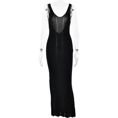 Knitted Sleeveless Sling Dress Backless Dress