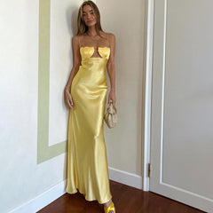 Vestido con tirantes y copa en el pecho, sin espalda, ponible