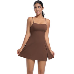 Cool Feeling Sleeveless Jumpsuit Tennis Skirt Beauty Back Backing Culottes Fitness Solid Color Sports