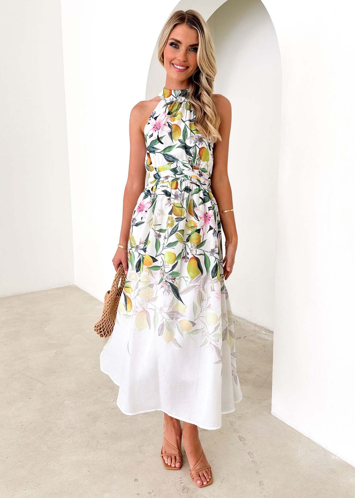 Halter estampado sin mangas elegante bohemio