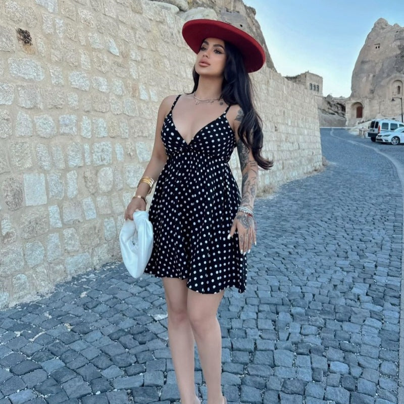Sandalias sin espalda con estampado de lunares