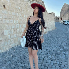 Sandalias sin espalda con estampado de lunares