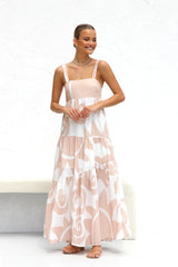 Vestido amplio con tirantes y estampado sencillo, artesanía amplificada