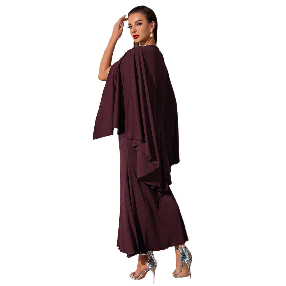 Embroidered Dress V Neck Batwing Sleeve Dress Urban Dress