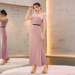 Sleeveless Sweet Long Feather Dress