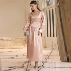 East Muslim High Waist Dress With Headscarf
