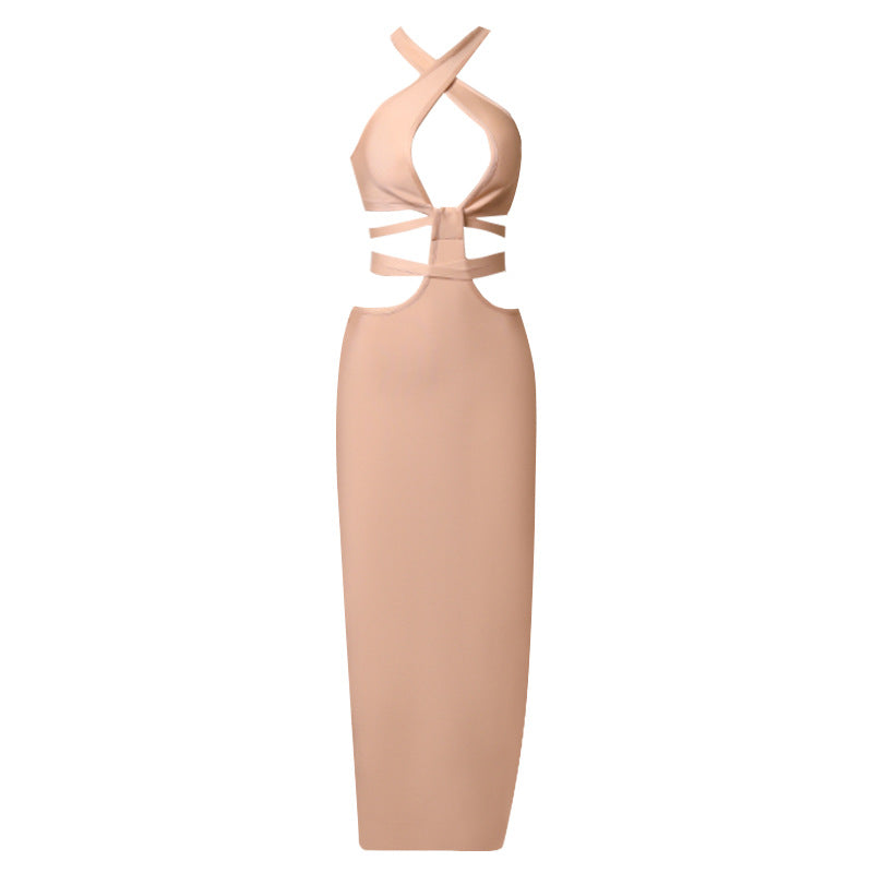 Dress Hollow Out Cutout Design Halter Dress Bandage Hip