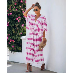 Vestido holgado de encaje con efecto tie-dye para uso diario.