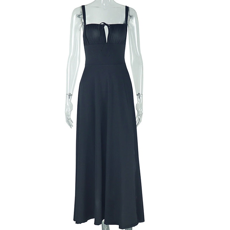 Vestido informal elegante con abertura y cordones y corsé de longitud media