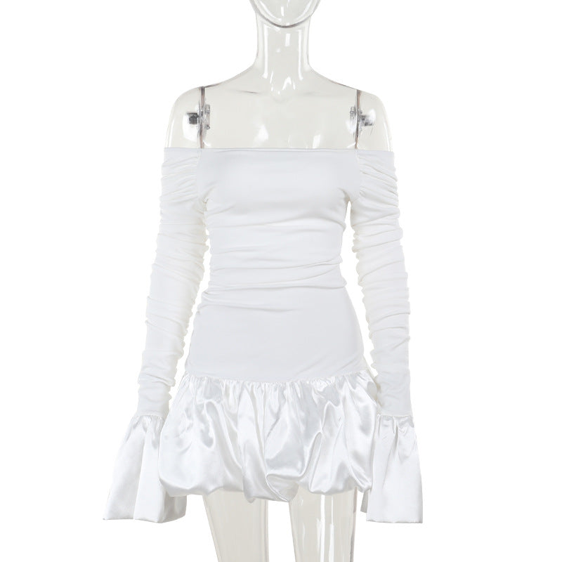 Fall Socialite Elegant Slim off Shoulder A line