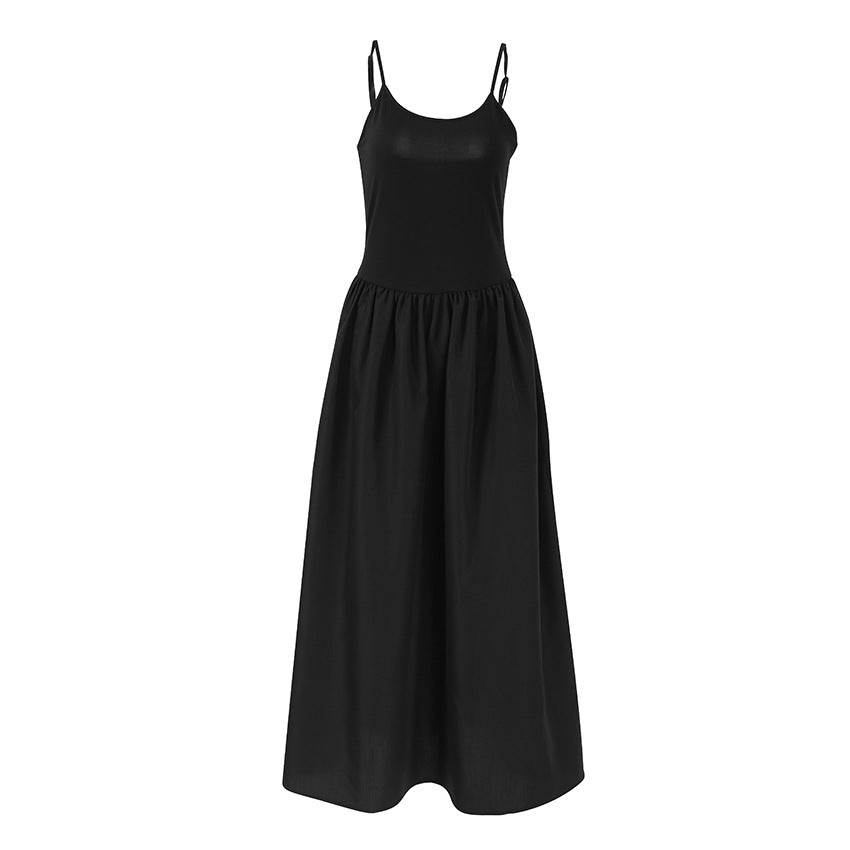 Camisón negro de otoño para mujer, ropa de abrigo negra, pijama para estar en casa