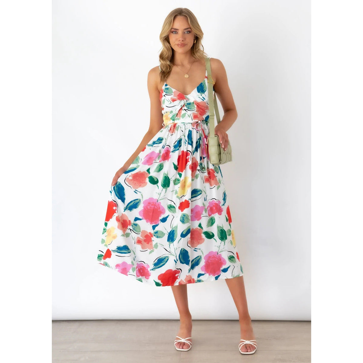 Fresh Sweet Digital Floral Printing Slip Dress