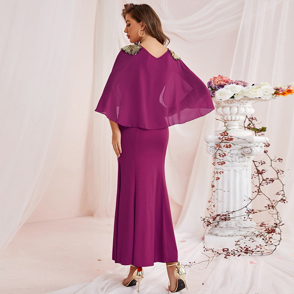 Dress V Neck Mesh Slim Ruffle Sleeve One Step Dress