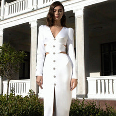 Vestido retro de punto de alta calidad, estilo francés, adelgazante, blanco, ajustado, para verano