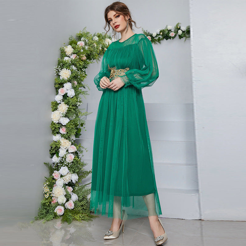 Elegant Stitching Mesh Applique Two Piece Dresses