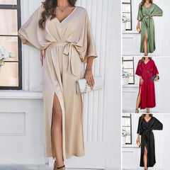 Vestido elegante suelto con cuello en V