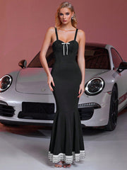 Bow Suspenders Slim Fit Sheath Swing Dress