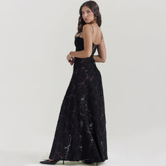 Black See through Cami Dress Backless Dress Maxi Dress Evening Dress
