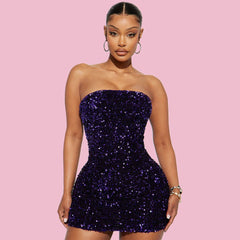 Wear Tube Top Hip Dress Socialite Sequ Dress