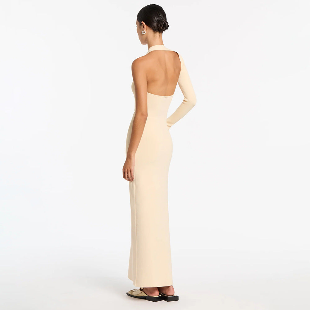 Design Single Sleeve Stretch Dress Bandage Dress Cropped Long Sleeve Maxi Dress