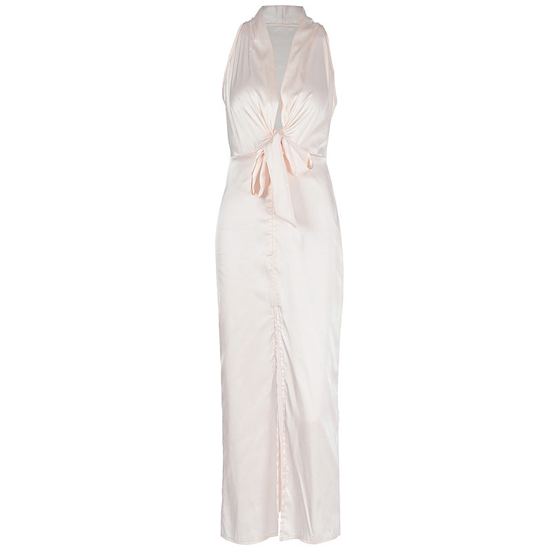 Lacing Sleeveless Split Slim Dress