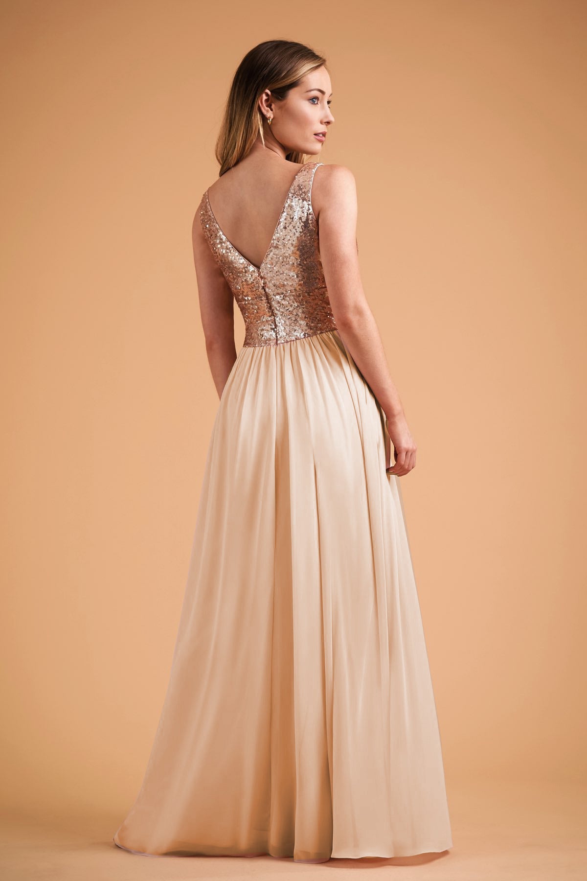 Sleeveless V neck Wedding Bridesmaid Dress