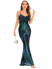 Vestido de noche con tirantes, vestido retro, vestido largo