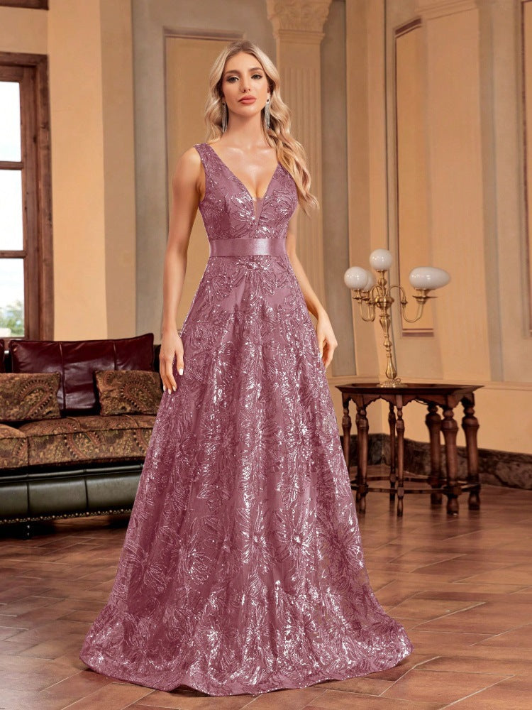 Deep V Plunge Dress Backless Slim Fit Fishtail Bridesmaid Cocktail Evening