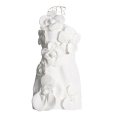 French Floral Splicing  Suspender Design Solid Color