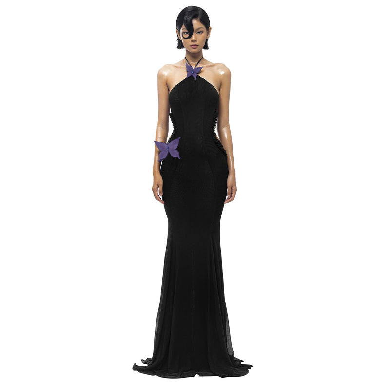 Butterfly Halter Neck Hollow Dress