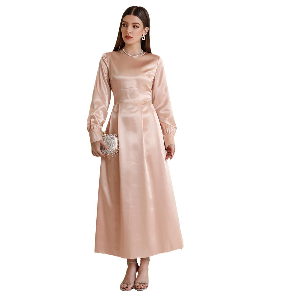 East Muslim High Waist Dress With Headscarf