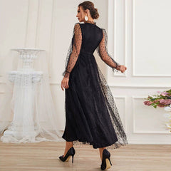Fall Lace Maxi Dress Party Gathering Evening Dress