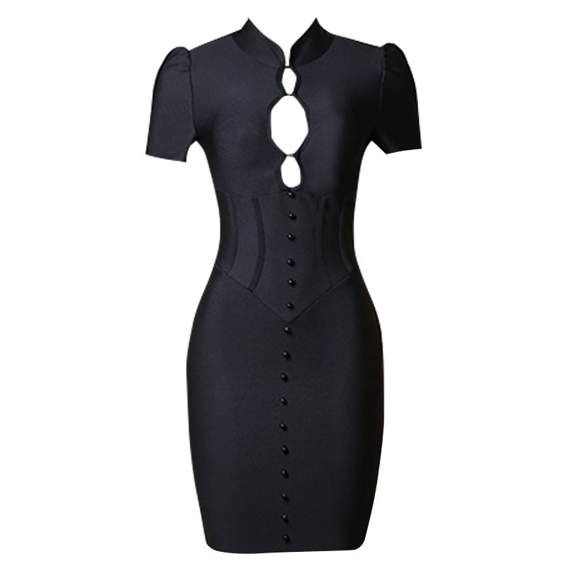 Pure Tight Flattering Chest Hip Wrapped Bandage Dress