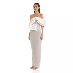 Vestido tubo con decoración de perlas para socialité